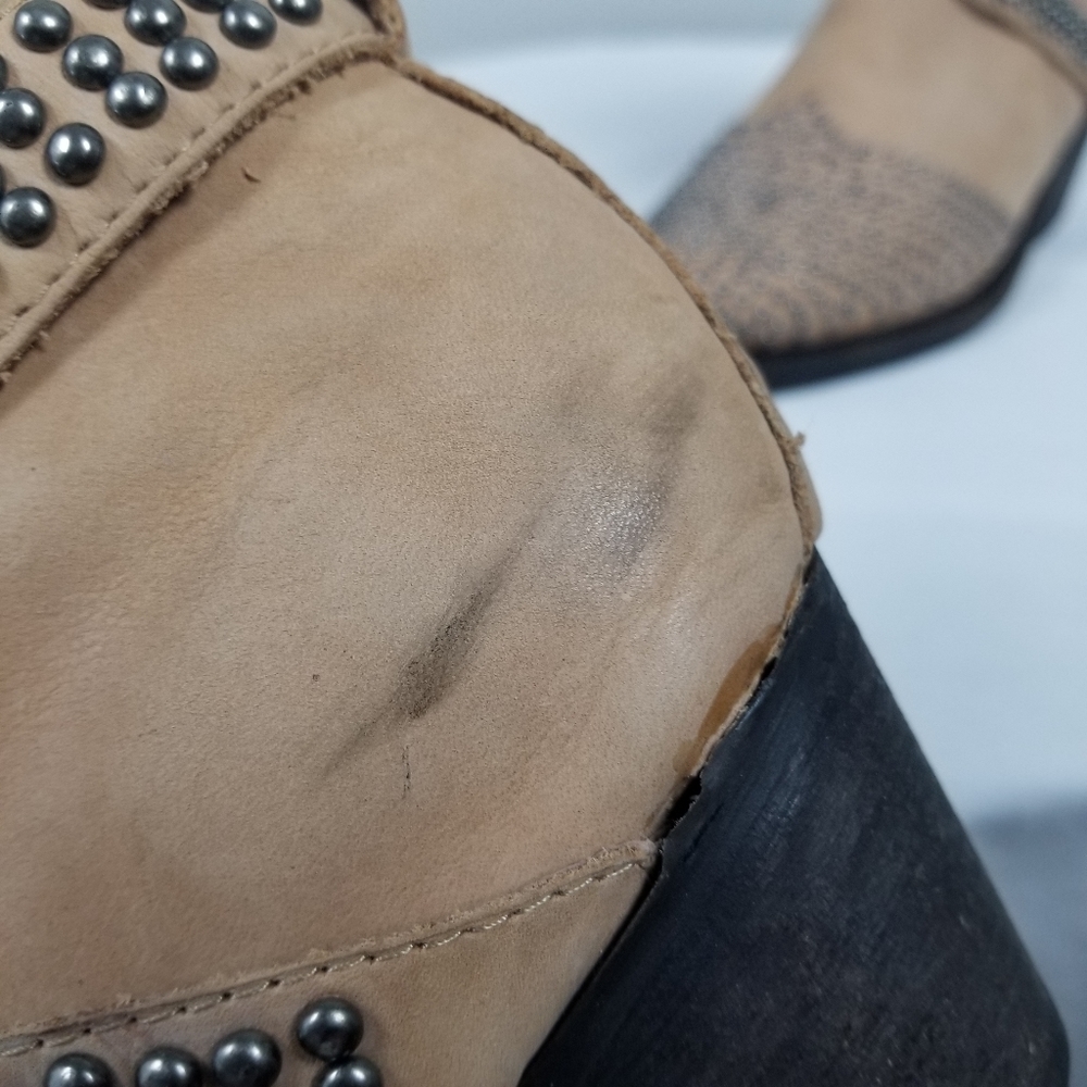 Jeffrey Campbell Free People Western Studded Dodge Tan Rockabilly Ankle Boots 9 - Picture 13 of 16